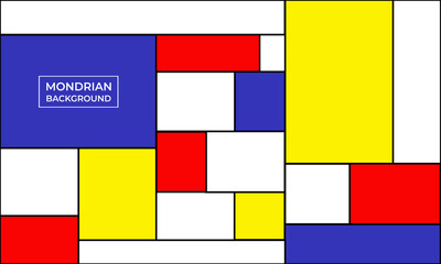 Wall Mural - Mondrian art style abstract pattern red blue yellow white background