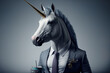 Unicorn businessman , Generative AI illustration