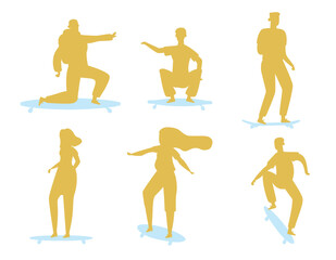 Wall Mural - Set of  Snowboarding isolated vector Silhouettes