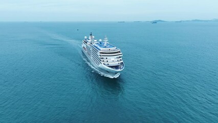 Wall Mural - cruise ship, cruise liners beautiful white cruise ship above luxury cruise in the ocean sea at early
