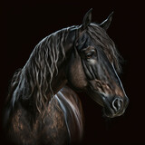 Fototapeta Konie - horse, black, animal, farm, brown, black, head, stallion, white, equestrian, nature, portrait, isolated, equine, vector, horses, pony, mane, mare, mammal, pet, beautiful