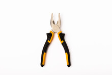 Pliers. Yellow And Black Pliers Isolated On White Background.