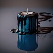 A single candle with black wax. 