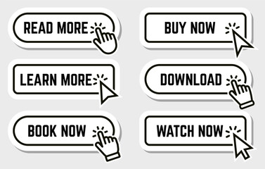 Wall Mural - modern style buttons set in dark colors. read, learn more, watch and buy now button for web and mobi
