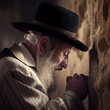 pious jew prays at the wailing wall, generative AI