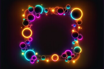 Wall Mural - neon garland frame background,Generative ai.