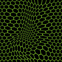 Fototapete - Vector Hexagon Grid. Futuristic Metaverse Illustration. Liquid Wavy Net