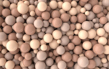 Abstract 3d Rendering Geometric Background With Beige Spheres, Beads