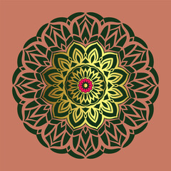 Wall Mural - Eco and nature style illustration. Mandala floral ornament, a simple mandala that fits beautifully as a logo and background

