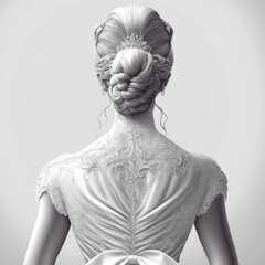 Wall Mural - Back view of a woman in a wedding dress. Generative AI.	
