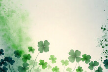 St Patrick Clover Abstract Watercolor Style Background