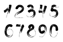 Calligraphic Paint Numbers. Brush Lettering.