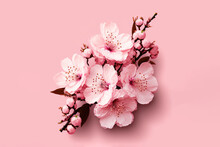  A Pink Background With A Bunch Of Pink Flowers On The Top Of The Picture And A Pink Background With A Pink Background With A Pink Background.  Generative Ai