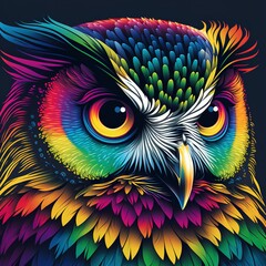 Wall Mural - background with owl color flat illustration