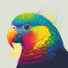 Wall Mural - background with parrot color flat illustration