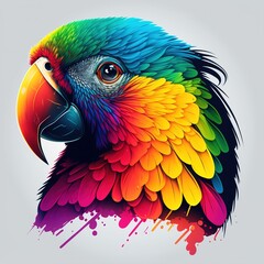 Wall Mural - background with parrot color flat illustration