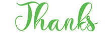 Thanks Written In English - Green Color - Picture, Poster, Placard, Banner, Postcard, Card. Png