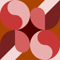 Wall Mural - seamless vector graphic in tones of brown, incorporating a yin and yang symbol.