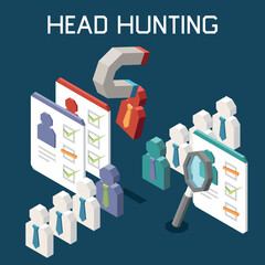 Wall Mural - Isometric Headhunting Concept