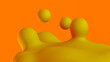 3D Illustration - Fluid abstract background of yellow shapes on a orange background.