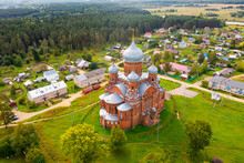 Aerial View Of Kazan Womens Monastery On Gorushka. City Of Danilov. Russia