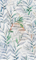 Wall Mural - Background with leaves, Colorful illustration, Pattern