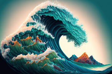 Wall Mural - incredible, flawless wave. Generative AI