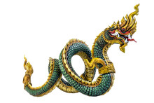 King Of Naga, Naka  Thailand Dragon Or Serpent King On White Background