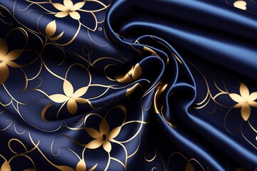 Wall Mural - dark blue floral silk backgrounds