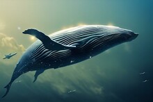 Whale Flying In Space. Generative AI