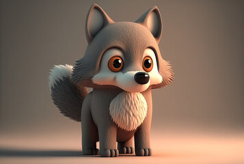 Wall Mural - 3D Cartoon Wolf Render