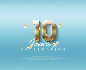 10th anniversary number. With elegant and luxurious 3d numbers. Premium vector background for greeting and celebration.