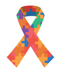 Wall Mural - autism day puzzle ribbon