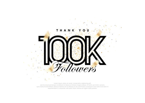 Black 100k followers number. achievement celebration vector. Premium vector for poster, banner, celebration greeting.