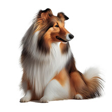 Rough Collie On Isolated Background