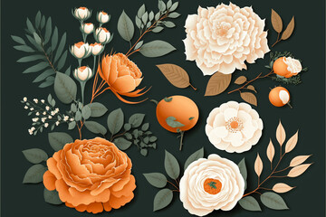 Wall Mural - Seamless background with roses, peony. Wedding invites, decorations