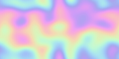 Seamless Y2K Retro Futurism iridescent playful pastel holographic heatmap ombre gradient blur background texture. Modern opalescent pale rainbow abstract color swirl nostalgic webpunk pattern backdrop