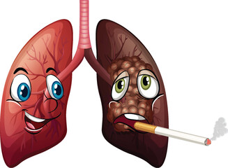 Poster - Human lungs with face expression