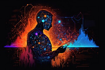Wall Mural - big data technology and data science. data scientist querying, analysing and visualizing complex dat