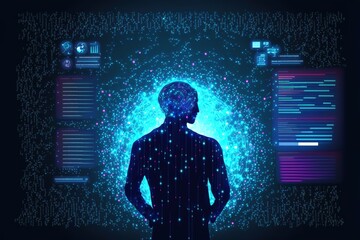 Wall Mural - big data technology and data science. data scientist querying, analysing and visualizing complex dat