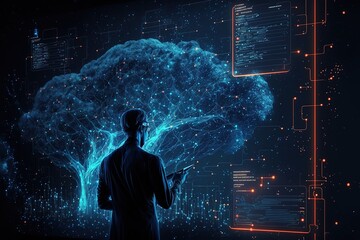 Wall Mural - big data technology and data science. data scientist querying, analysing and visualizing complex dat