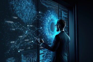 Wall Mural - big data technology and data science. data scientist querying, analysing and visualizing complex dat