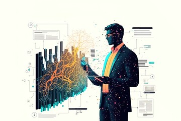Wall Mural - big data technology and data science. data scientist querying, analysing and visualizing complex dat