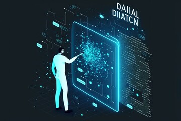 Wall Mural - big data technology and data science. data scientist querying, analysing and visualizing complex dat