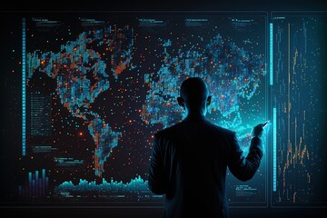 Wall Mural - big data technology and data science. data scientist querying, analysing and visualizing complex dat
