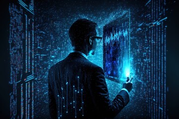 Wall Mural - big data technology and data science. data scientist querying, analysing and visualizing complex dat