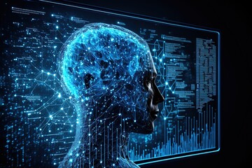 Wall Mural - big data technology and data science. data scientist querying, analysing and visualizing complex dat