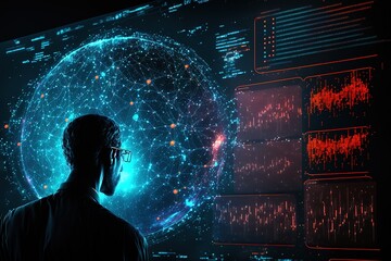 Wall Mural - big data technology and data science. data scientist querying, analysing and visualizing complex dat