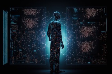 Wall Mural - big data technology and data science. data scientist querying, analysing and visualizing complex dat