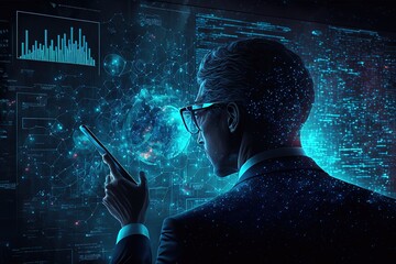 Wall Mural - big data technology and data science. data scientist querying, analysing and visualizing complex dat